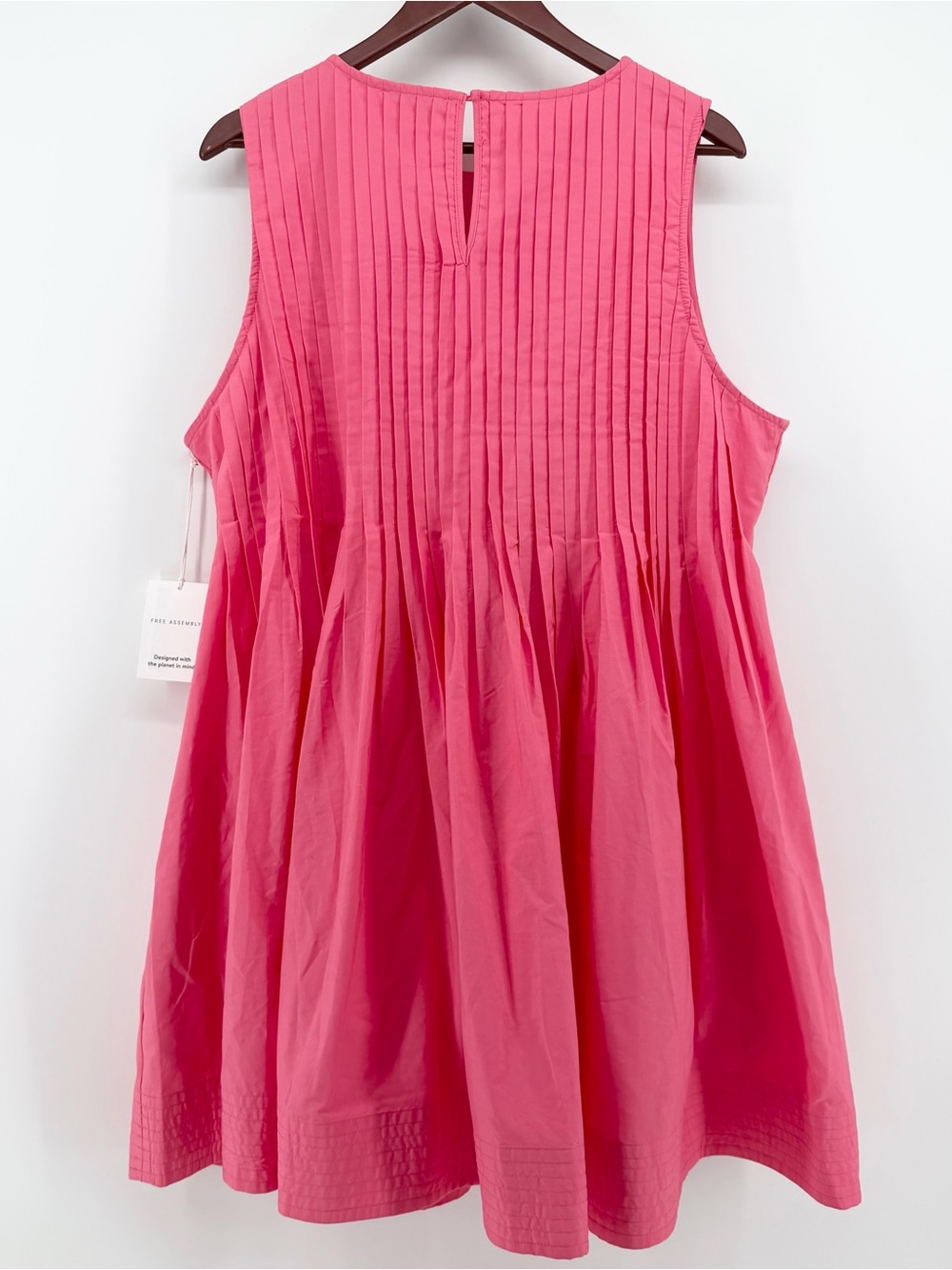 NWT Free Assembly XL 16 18 Pink Melon Pleated Mini Dress Pockets - Picture 2 of 9
